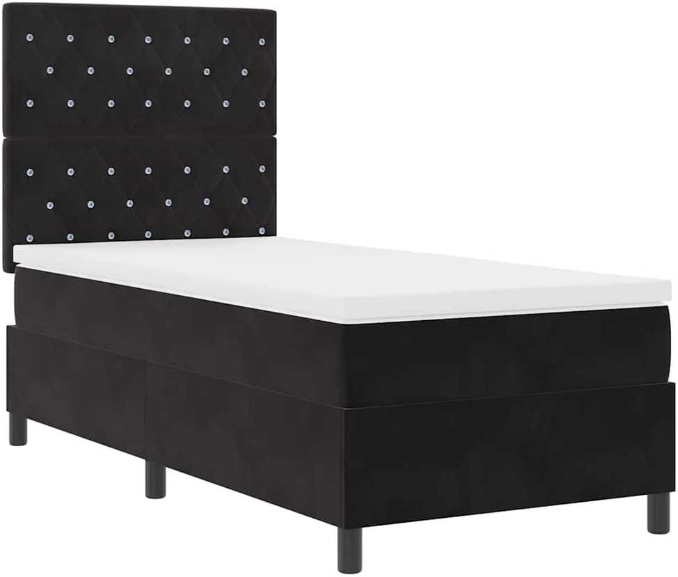LED Čiužinio Lova su čiužiniu Juodas 90 x 200 cm Aksomas