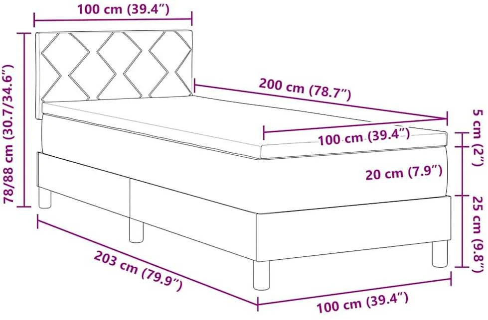 LED Čiužinio Lova su galvūgalio Juoda 100 x 200 cm Aksomas