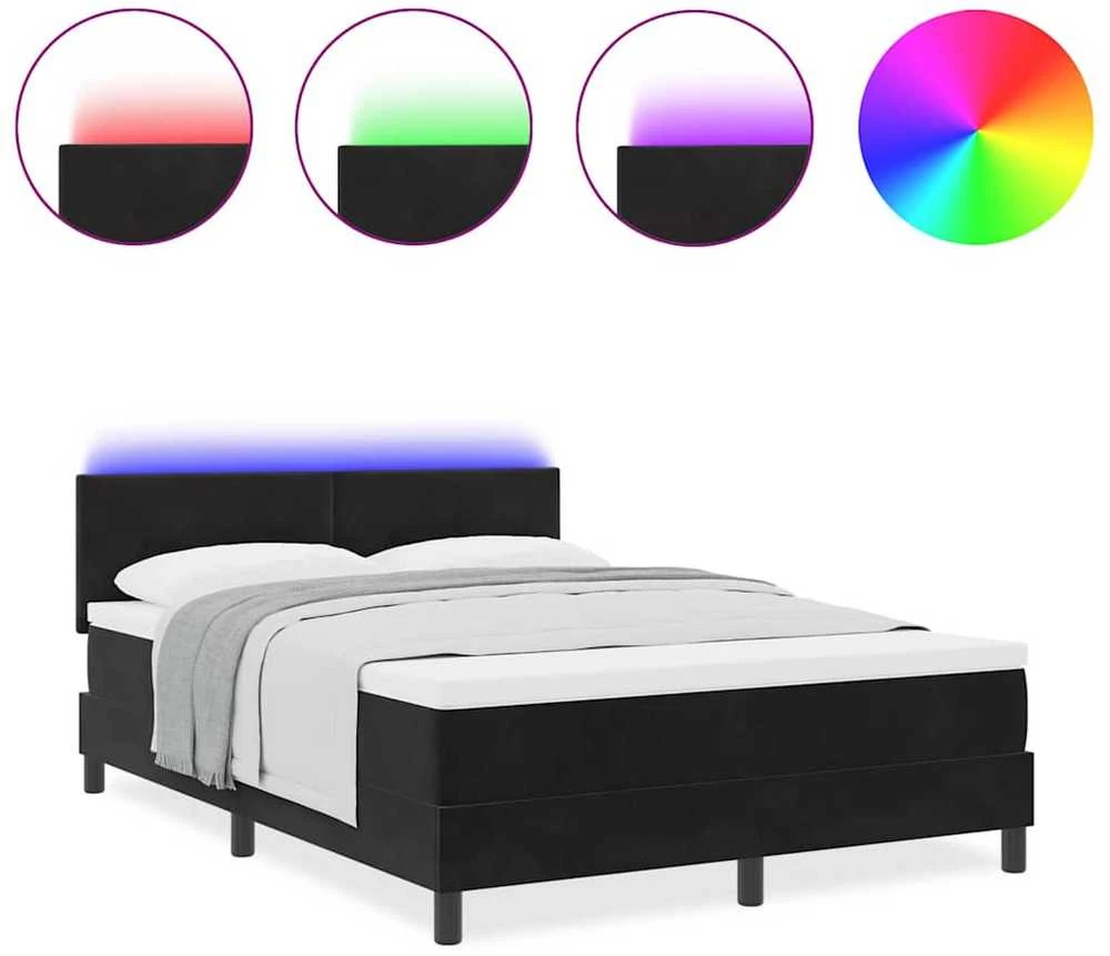LED Čiužinio Lova su galvūgalio Juoda 140 x 200 cm Aksomas