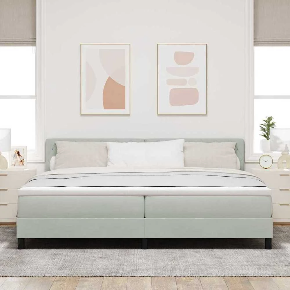 LED Čiužinio Lova Šviesiai pilka 200 x 200 cm Aksomas