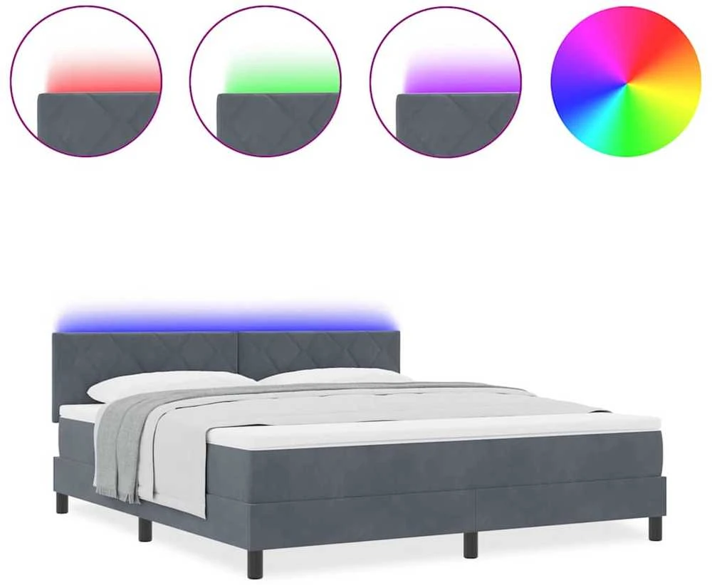 LED Čiužinio Lova Tamsiai pilka 180 x 200 cm Aksomas