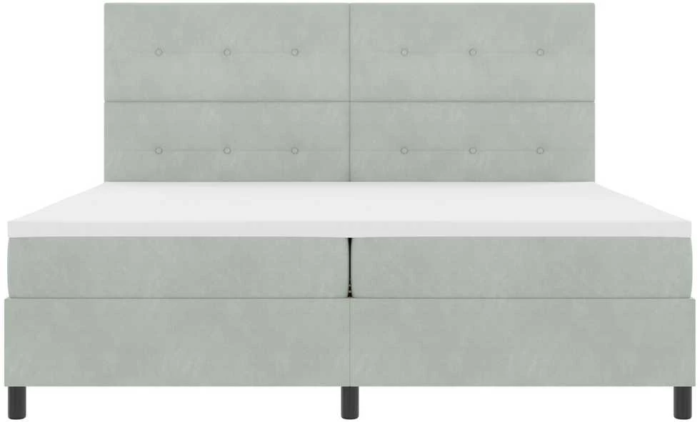 Kiemas lova su galvūgalio Šviesiai pilka 200 x 200 cm Aksomas