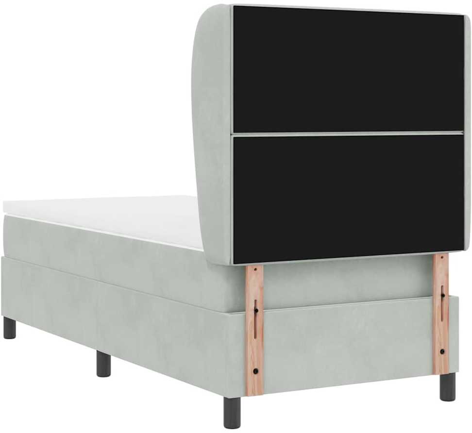 Kiemas lova su čiužiniu Šviesiai pilka 200 x 90 cm Aksomas