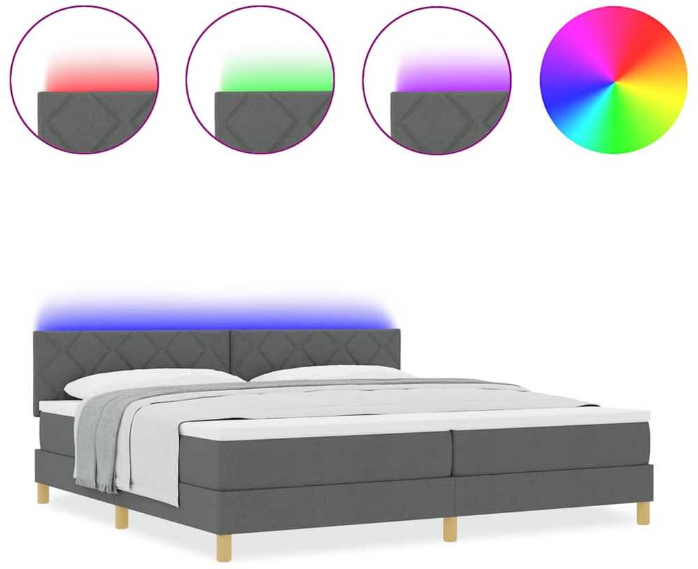 LED Čiužinio Lova Tamsiai pilka 200 x 200 cm audinys