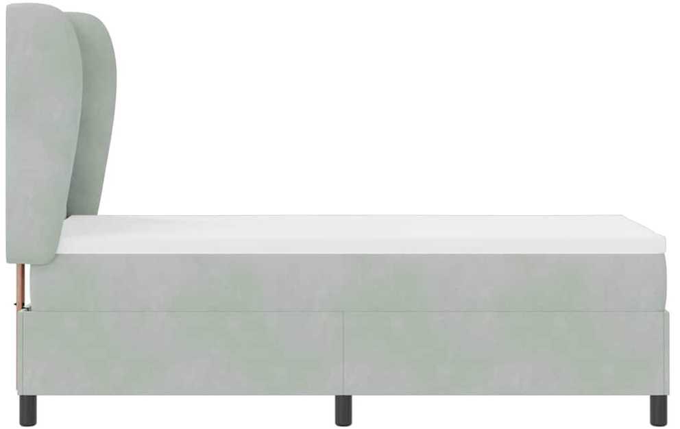 Kiemas lova su galvūgalio Šviesiai pilka 200 x 80 cm Aksomas