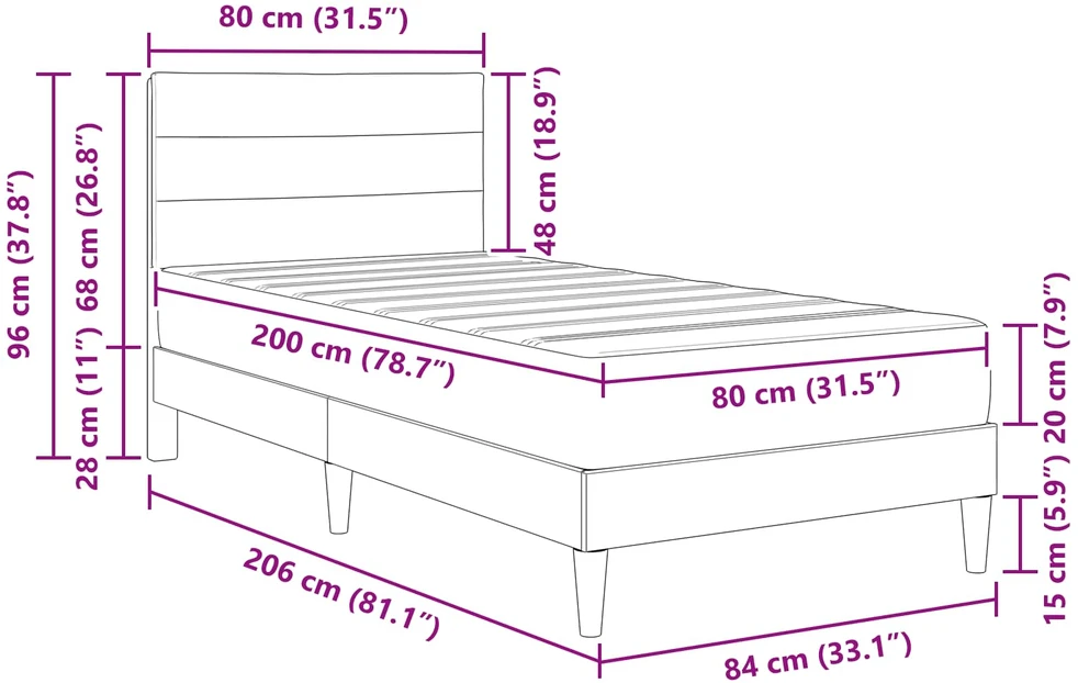 Lovos rėmas 80 x 200 cm Juodas
