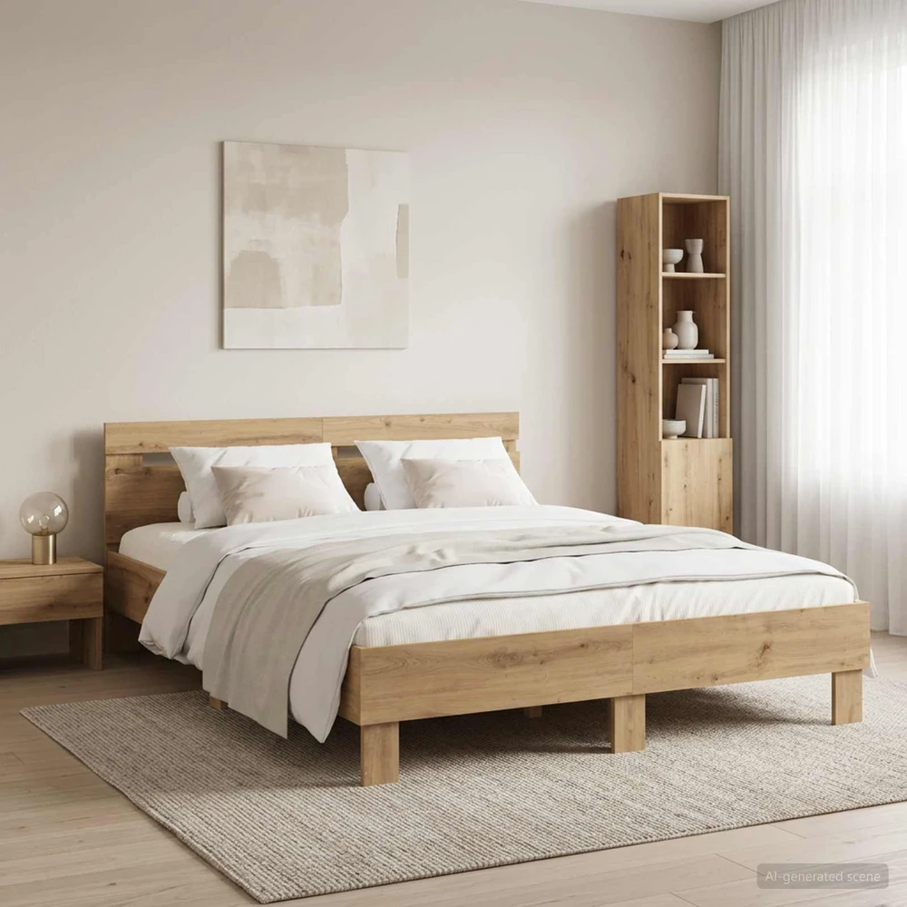 Lova Lovos rėmas Artisano ąžuolo 135 x 190 cm Apdirbta mediena