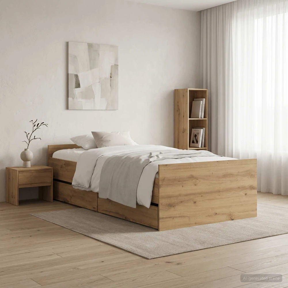 Lova Lovos rėmas Artisano ąžuolo 90 x 200 cm Apdirbta mediena
