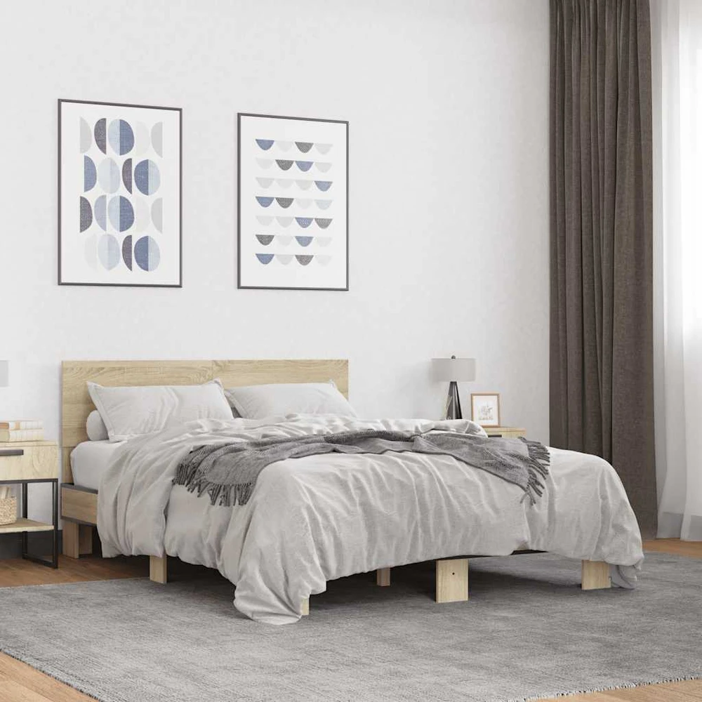 Lova Lovos rėmas, ąžuolo, 135x190cm, apdirbta mediena ir metalas
