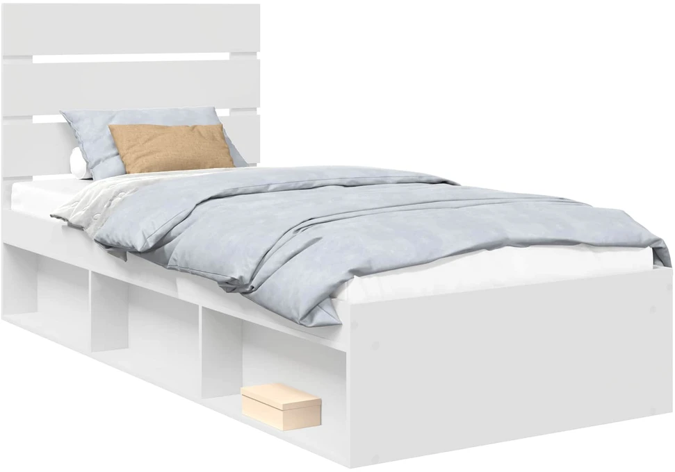 Lova Lovos rėmas Balta 100 x 200 cm Kietos pušies mediena