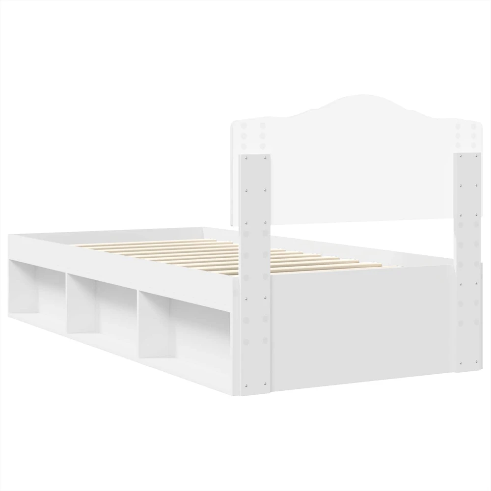 Lova Lovos rėmas Balta 100 x 200 cm Kietos pušies mediena
