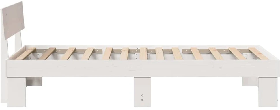 Lova Lovos rėmas Balta 100 x 200 cm Kietos pušies mediena