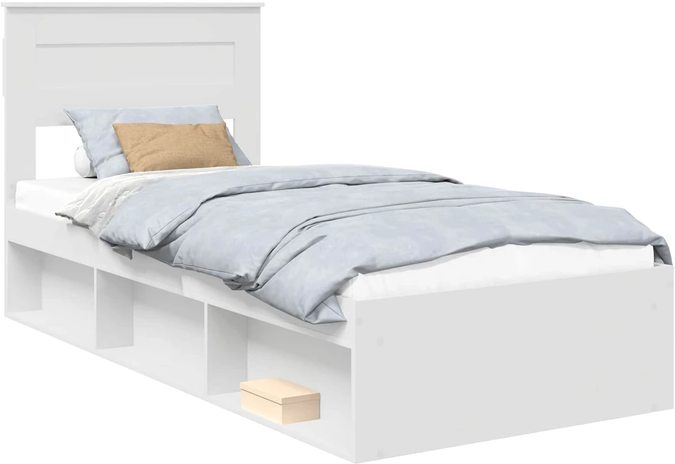 Lova Lovos rėmas Balta 100 x 200 cm Kietos pušies mediena