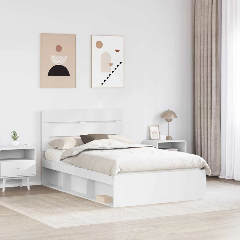 Lova Lovos rėmas Balta 120 x 190 cm Kietos pušies mediena