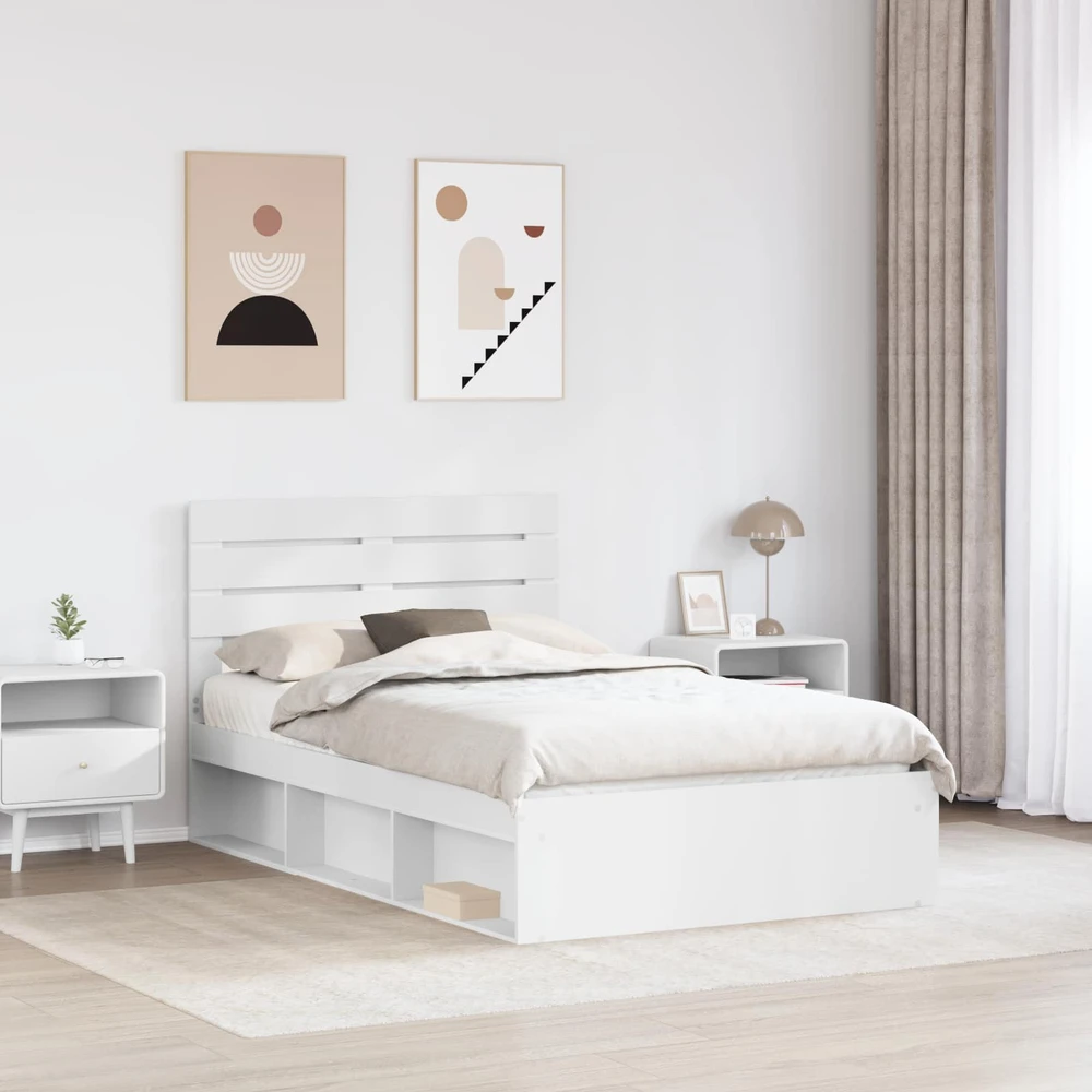 Lova Lovos rėmas Balta 120 x 190 cm Kietos pušies mediena