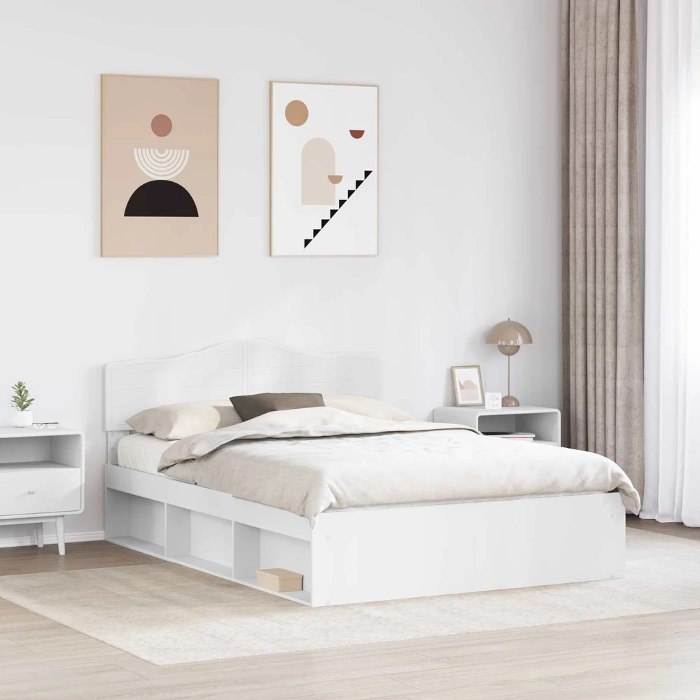 Lovos rėmas Balta 140 x 190 cm Kietos pušies mediena
