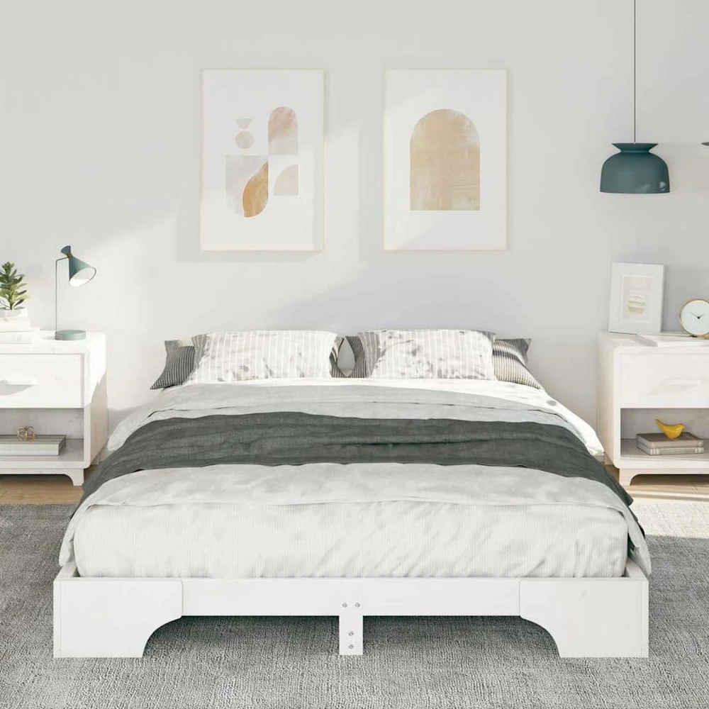 Lova Lovos rėmas Balta 140 x 210 cm Kietos pušies mediena