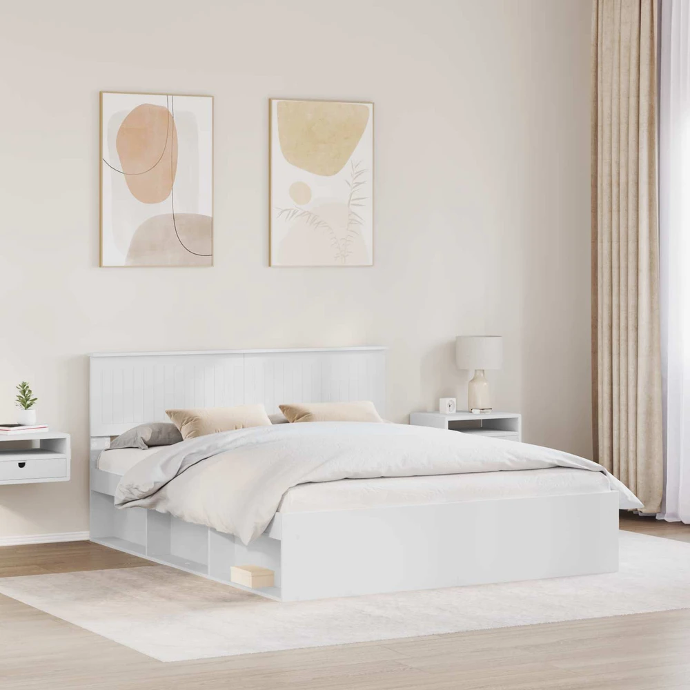 Lovos rėmas Balta 160 x 200 cm Kietos pušies mediena