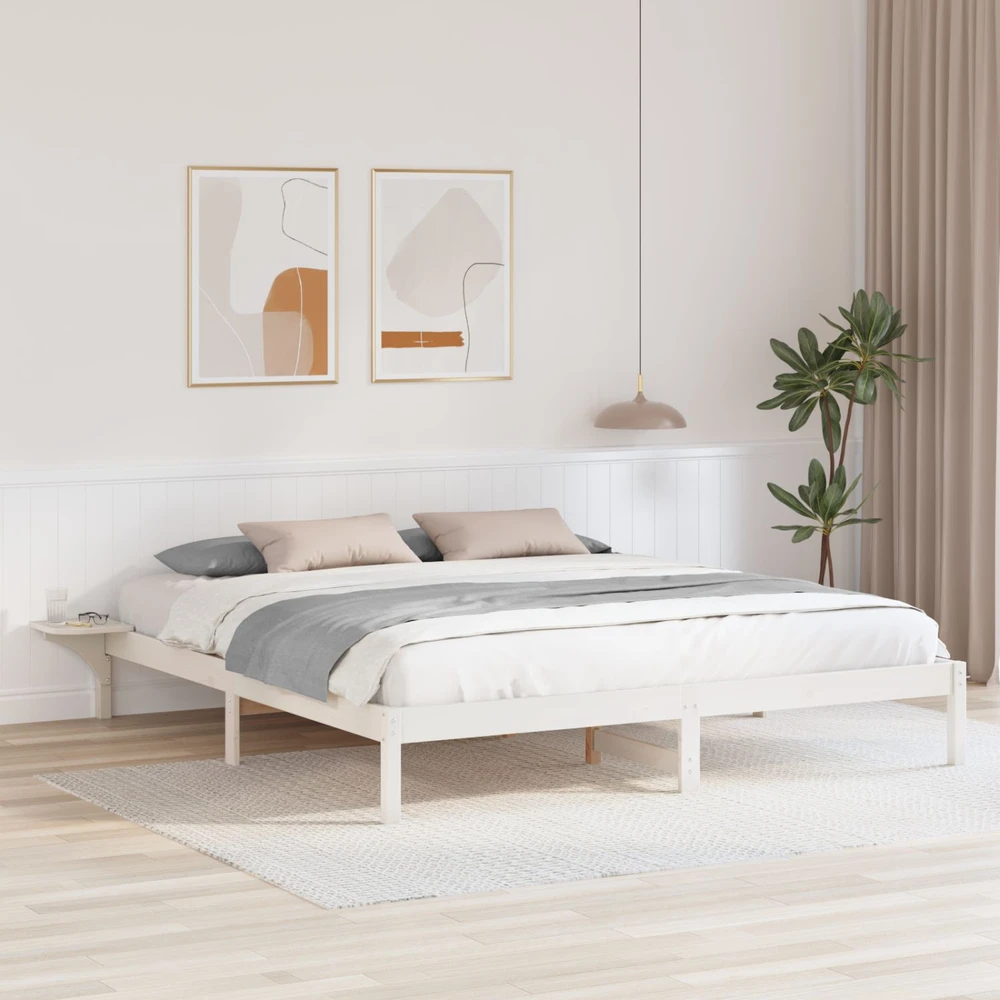 Lovos rėmas Balta 180 x 200 cm Kietos pušies mediena
