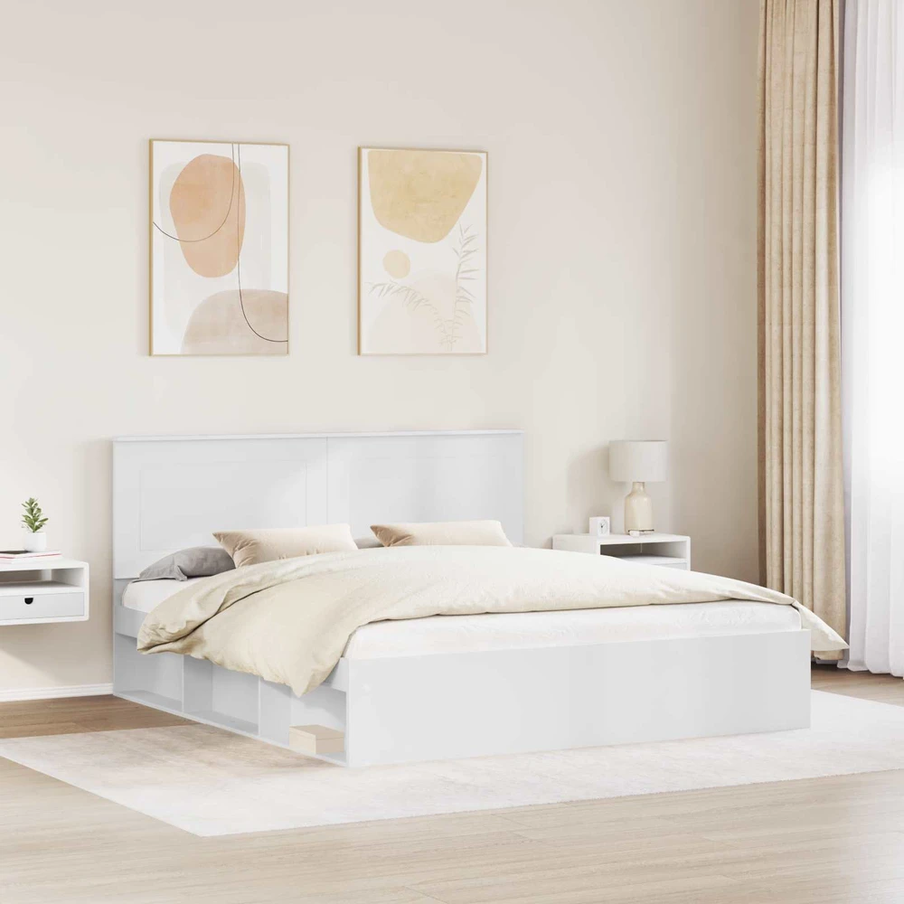 Lovos rėmas Balta 180 x 200 cm Kietos pušies mediena