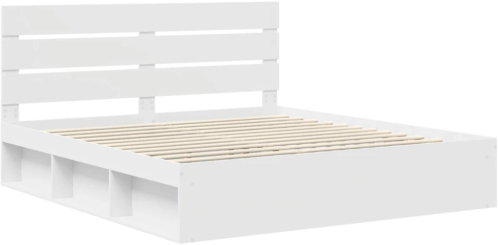 Lovos rėmas Balta 200 x 200 cm Kietos pušies mediena