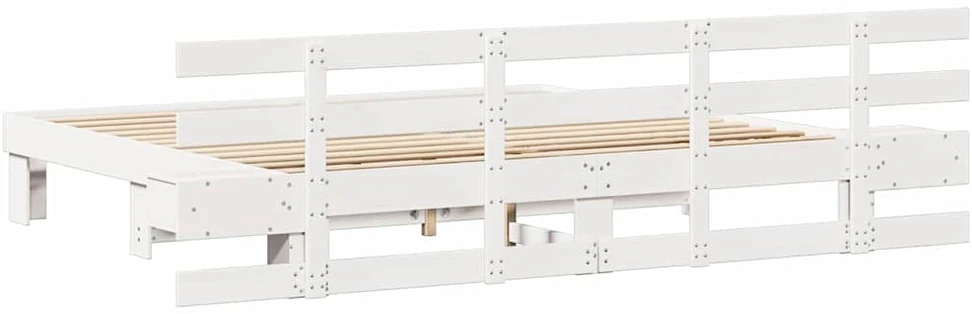 Lovos rėmas Balta 200 x 200 cm Kietos pušies mediena