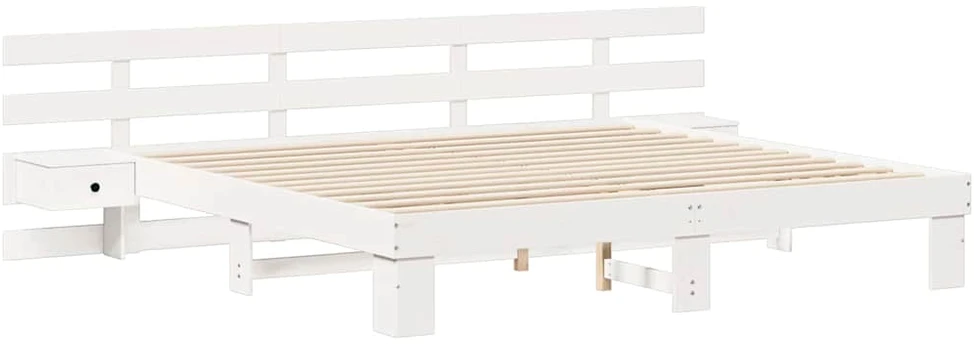 Lovos rėmas Balta 200 x 200 cm Kietos pušies mediena