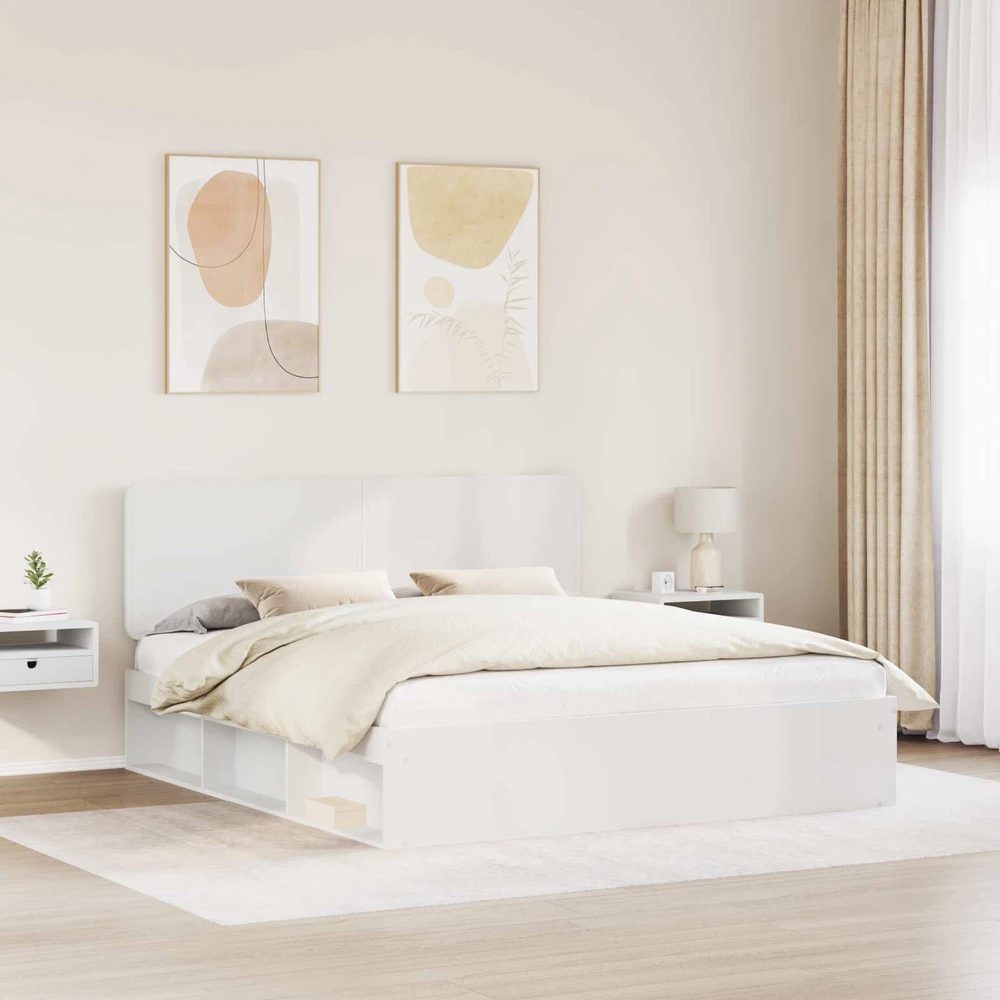 Lovos rėmas Balta 200 x 200 cm Kietos pušies mediena