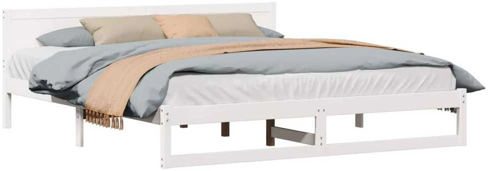 Lovos rėmas Balta 200 x 200 cm Kietos pušies mediena