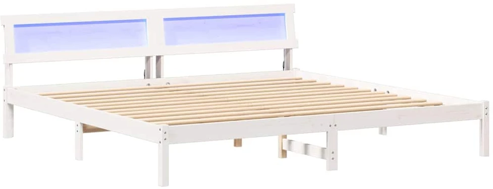 Lovos rėmas Balta 200 x 200 cm Kietos pušies mediena