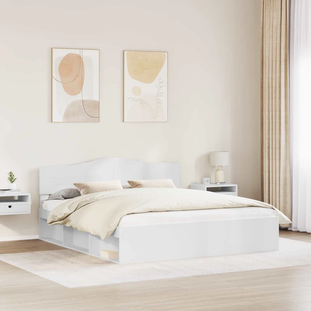 Lovos rėmas Balta 200 x 200 cm Kietos pušies mediena