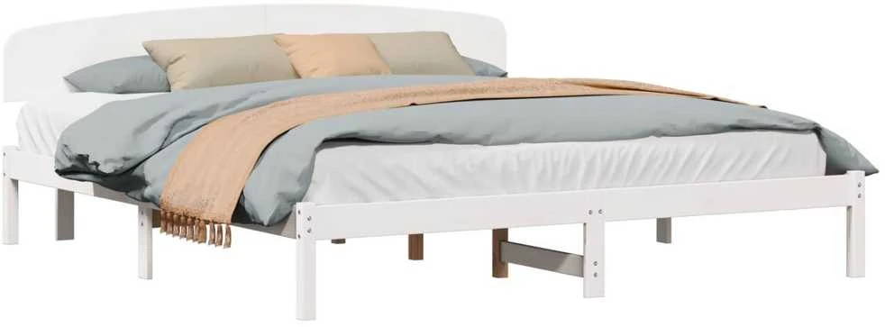 Lovos rėmas Balta 200 x 200 cm Kietos pušies mediena