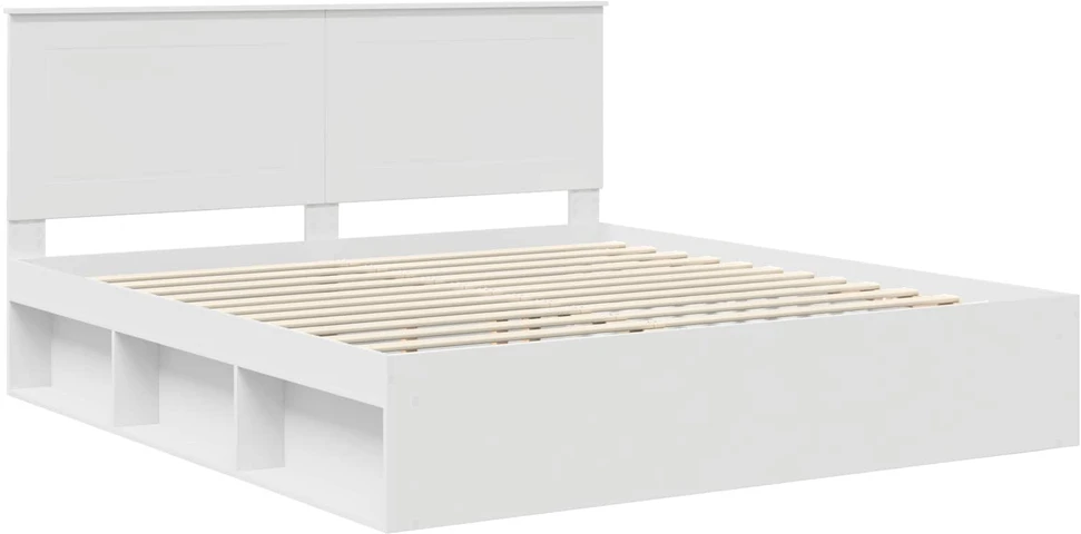 Lovos rėmas Balta 200 x 200 cm Kietos pušies mediena