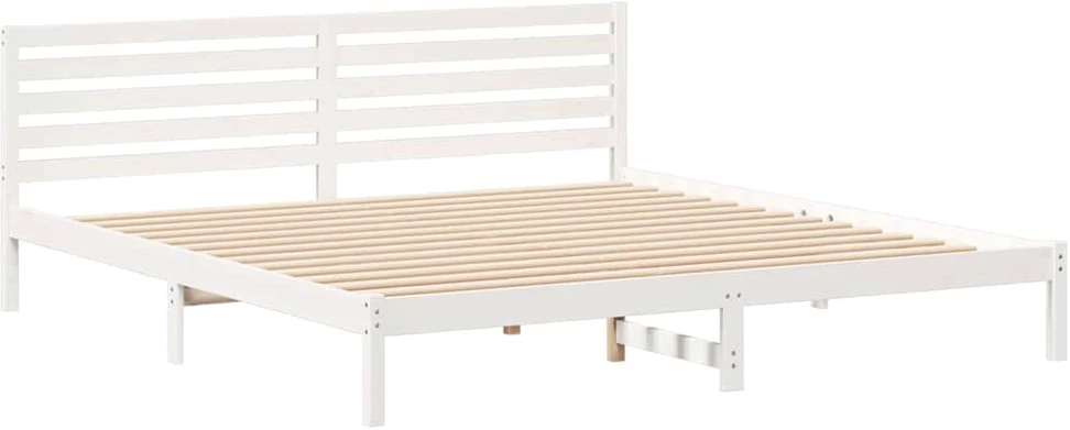 Lova Lovos rėmas Balta 200 x 220 cm Kietos pušies mediena