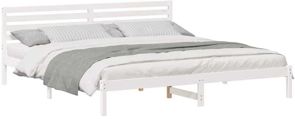 Lova Lovos rėmas Balta 200 x 220 cm Kietos pušies mediena