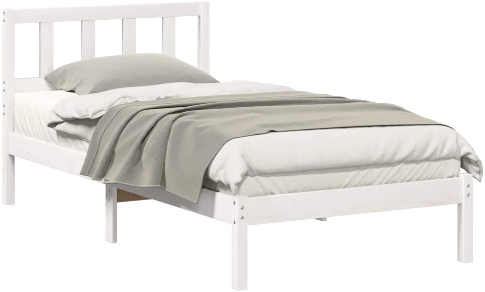 Lova Lovos rėmas Balta 75 x 190 cm Kietos pušies mediena