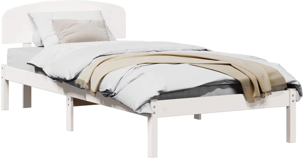 Lova Lovos rėmas Balta 75 x 190 cm Kietos pušies mediena