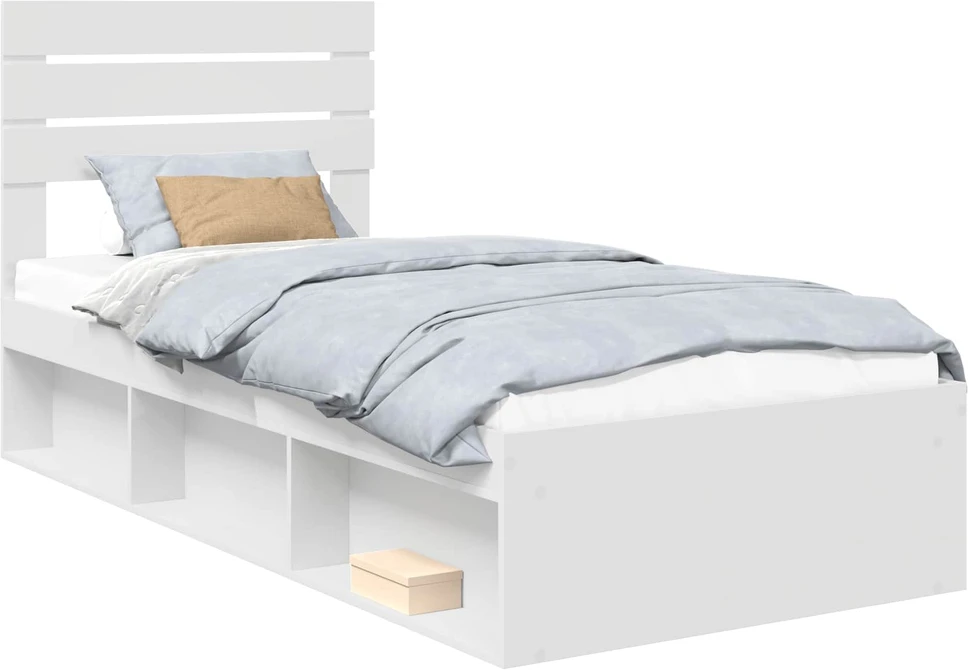 Lova Lovos rėmas Balta 75 x 190 cm Kietos pušies mediena