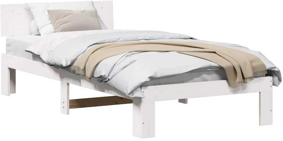 Lova Lovos rėmas Balta 75 x 190 cm Kietos pušies mediena