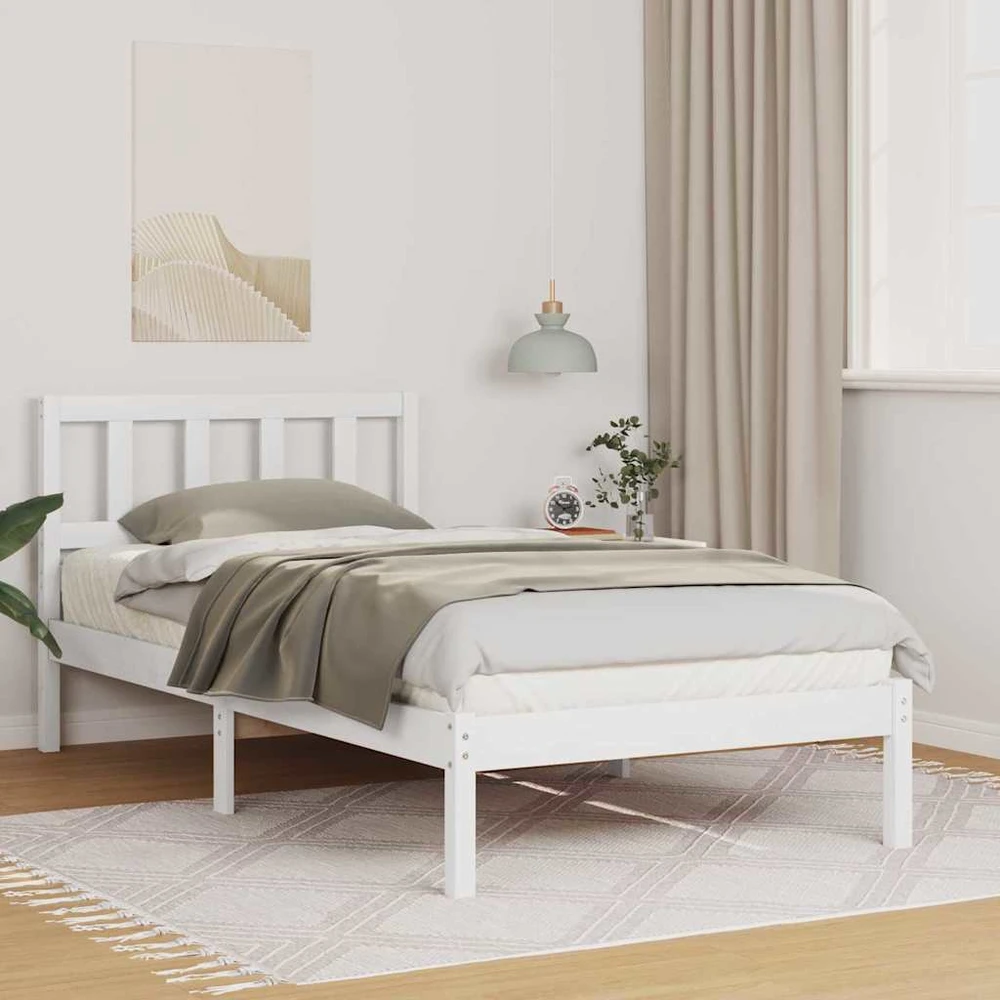 Lova Lovos rėmas Balta 75 x 190 cm Kietos pušies mediena