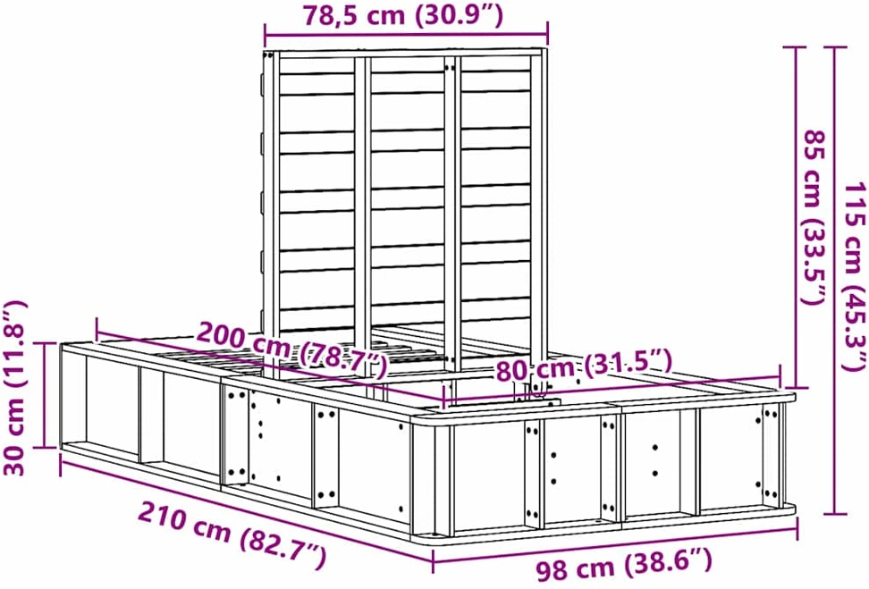 Lova Lovos rėmas Balta 80 x 200 cm Kietos pušies mediena