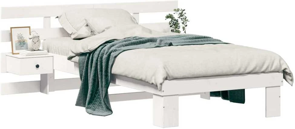 Lova Lovos rėmas Balta 90 x 190 cm Kietos pušies mediena