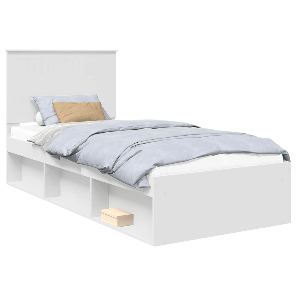 Lova Lovos rėmas Balta 90 x 190 cm Kietos pušies mediena
