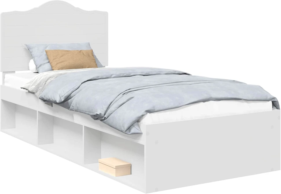 Lova Lovos rėmas Balta 90 x 190 cm Kietos pušies mediena