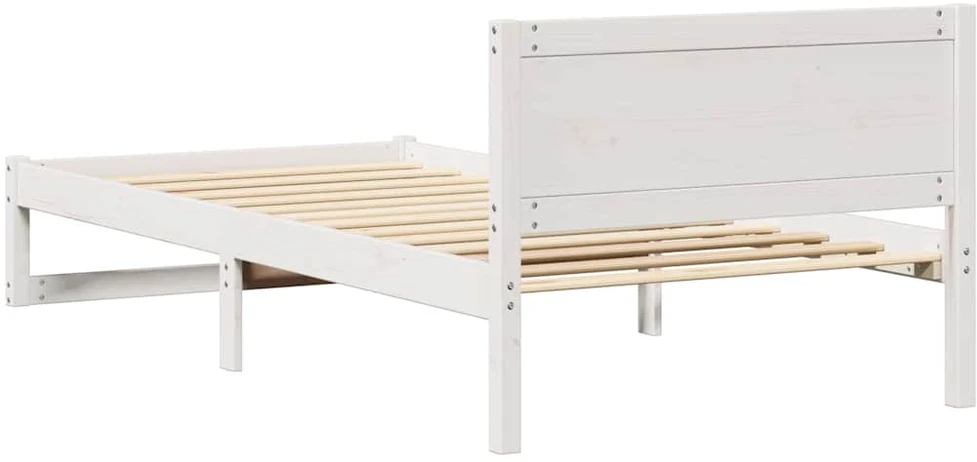 Lova Lovos rėmas Balta 90 x 190 cm Kietos pušies mediena