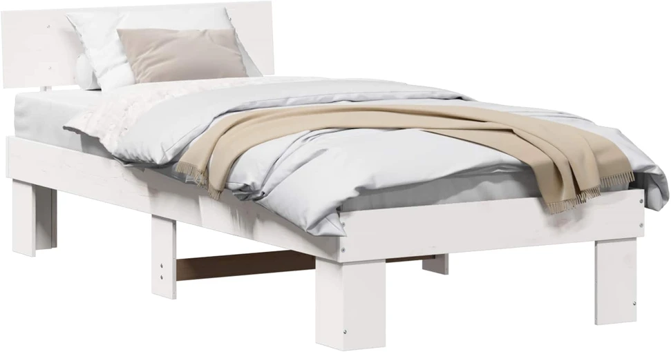 Lova Lovos rėmas Balta 90 x 190 cm Kietos pušies mediena