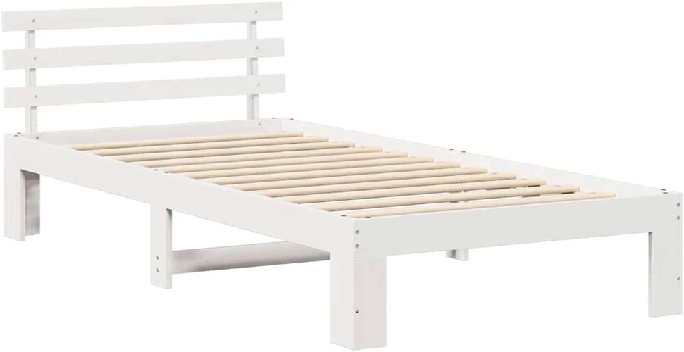 Lova Lovos rėmas Balta 90 x 190 cm Kietos pušies mediena