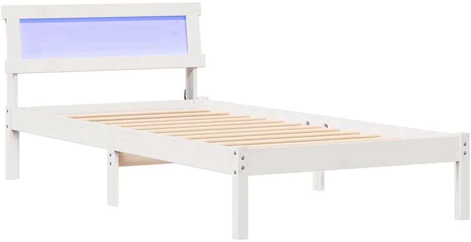 Lova Lovos rėmas Balta 90 x 190 cm Kietos pušies mediena