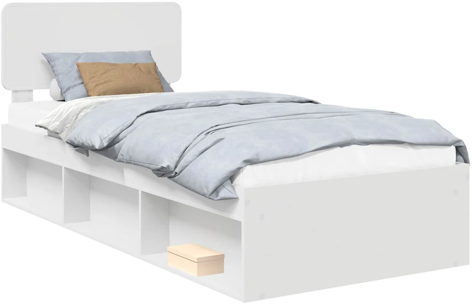 Lova Lovos rėmas Balta 90 x 200 cm Kietos pušies mediena