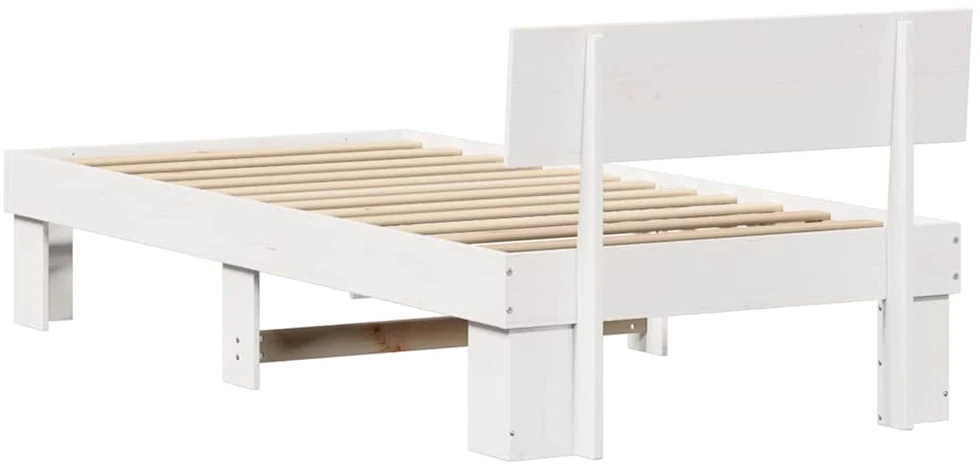 Lova Lovos rėmas Balta 90 x 200 cm Kietos pušies mediena